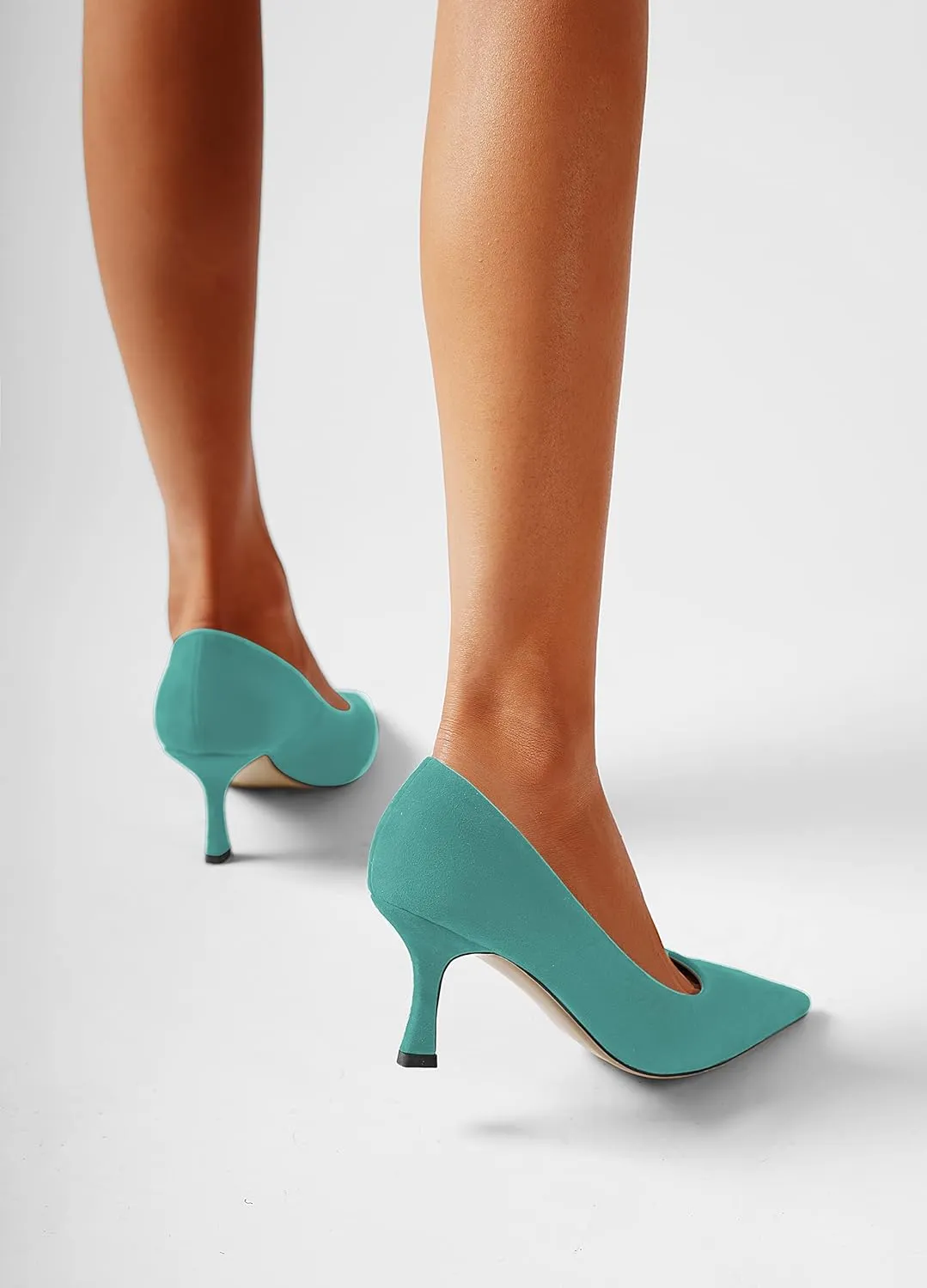 FOGEENA Womens Suede Pointed Toe Dress Slip On Wedding Stiletto High Heel Pumps Shoes 2.5 Inch