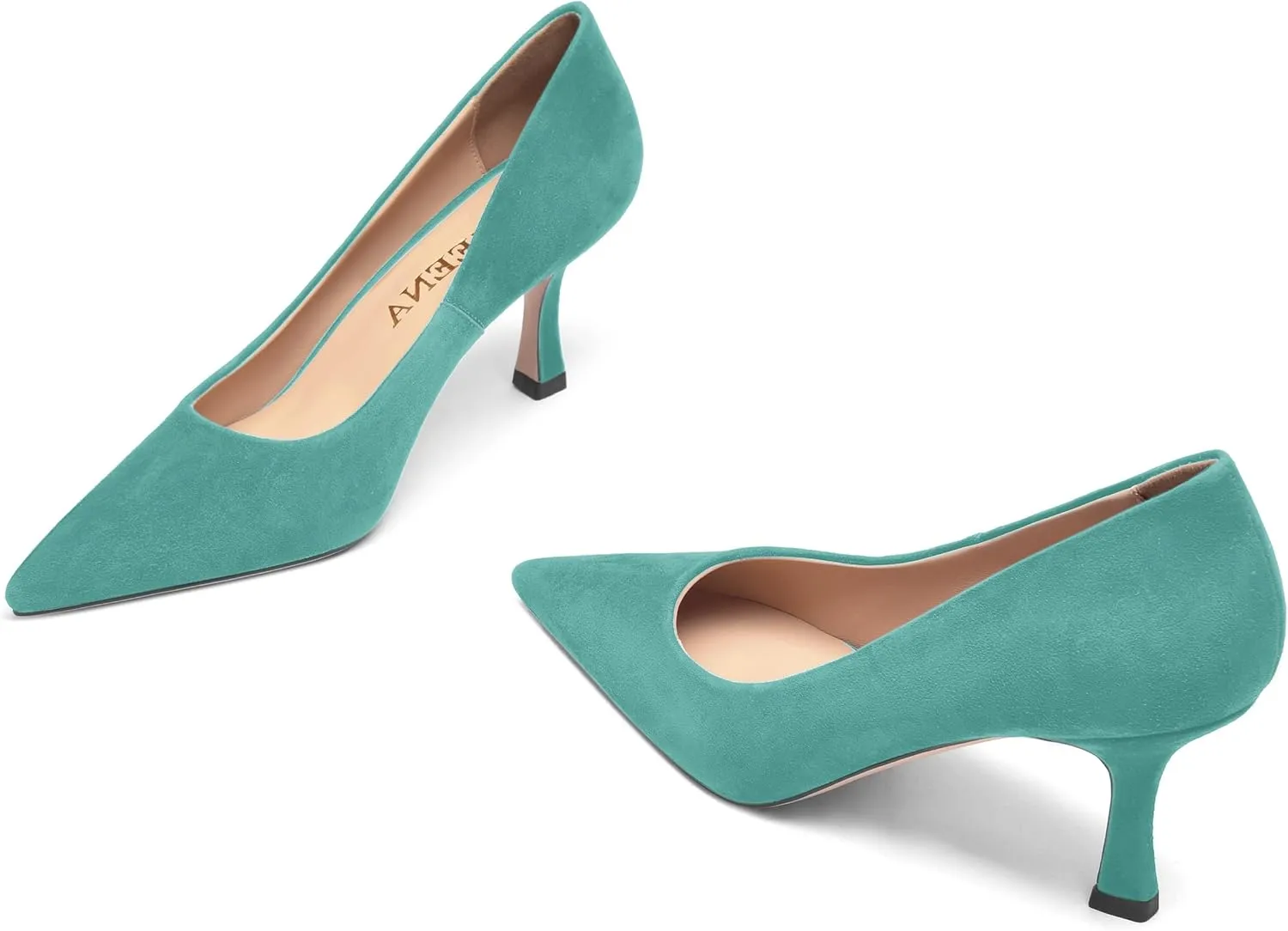 FOGEENA Womens Suede Pointed Toe Dress Slip On Wedding Stiletto High Heel Pumps Shoes 2.5 Inch