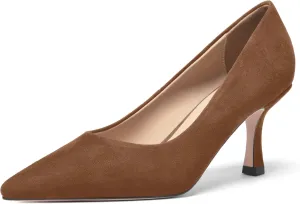 FOGEENA Womens Suede Pointed Toe Dress Slip On Wedding Stiletto High Heel Pumps Shoes 2.5 Inch