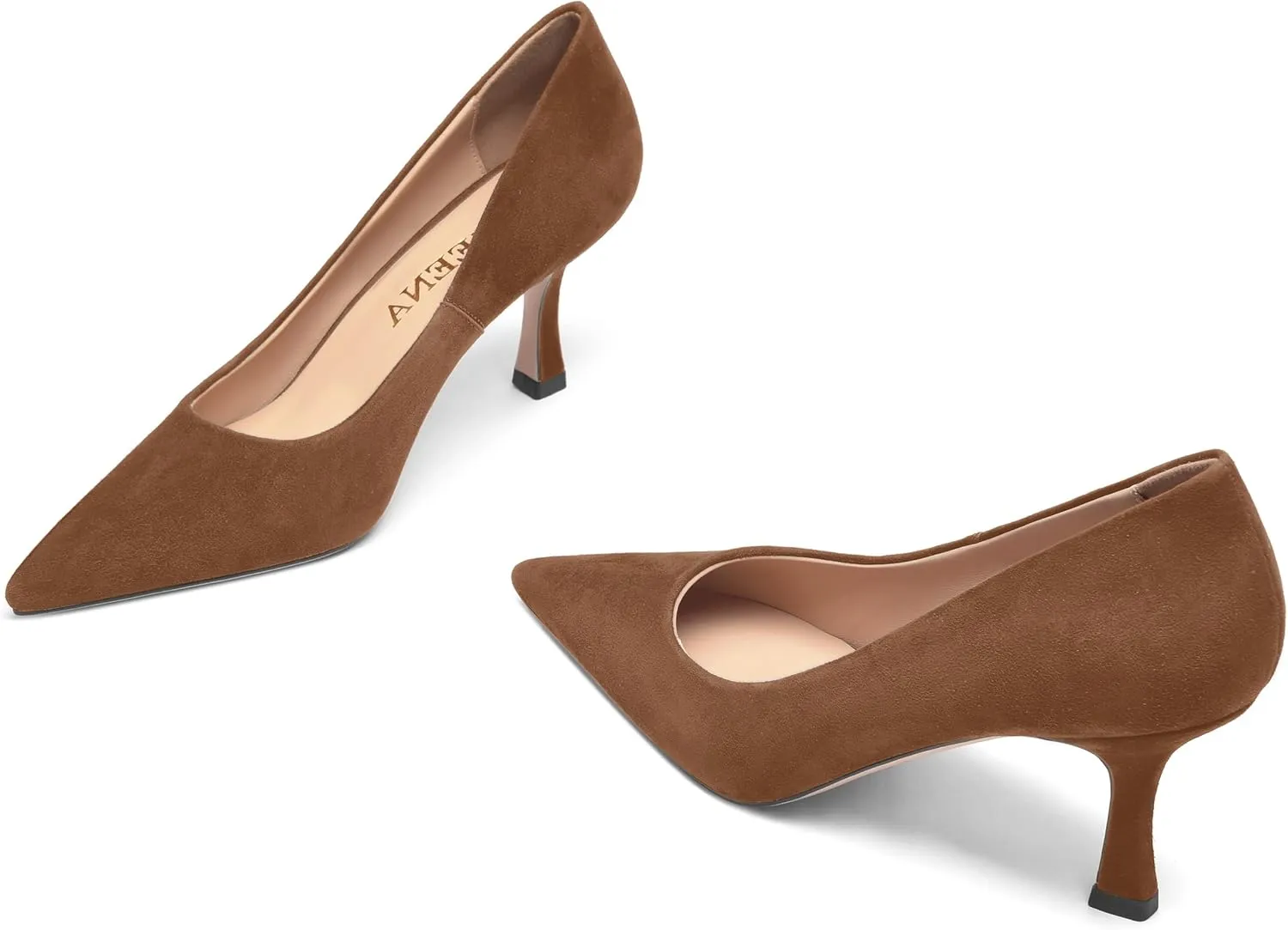 FOGEENA Womens Suede Pointed Toe Dress Slip On Wedding Stiletto High Heel Pumps Shoes 2.5 Inch