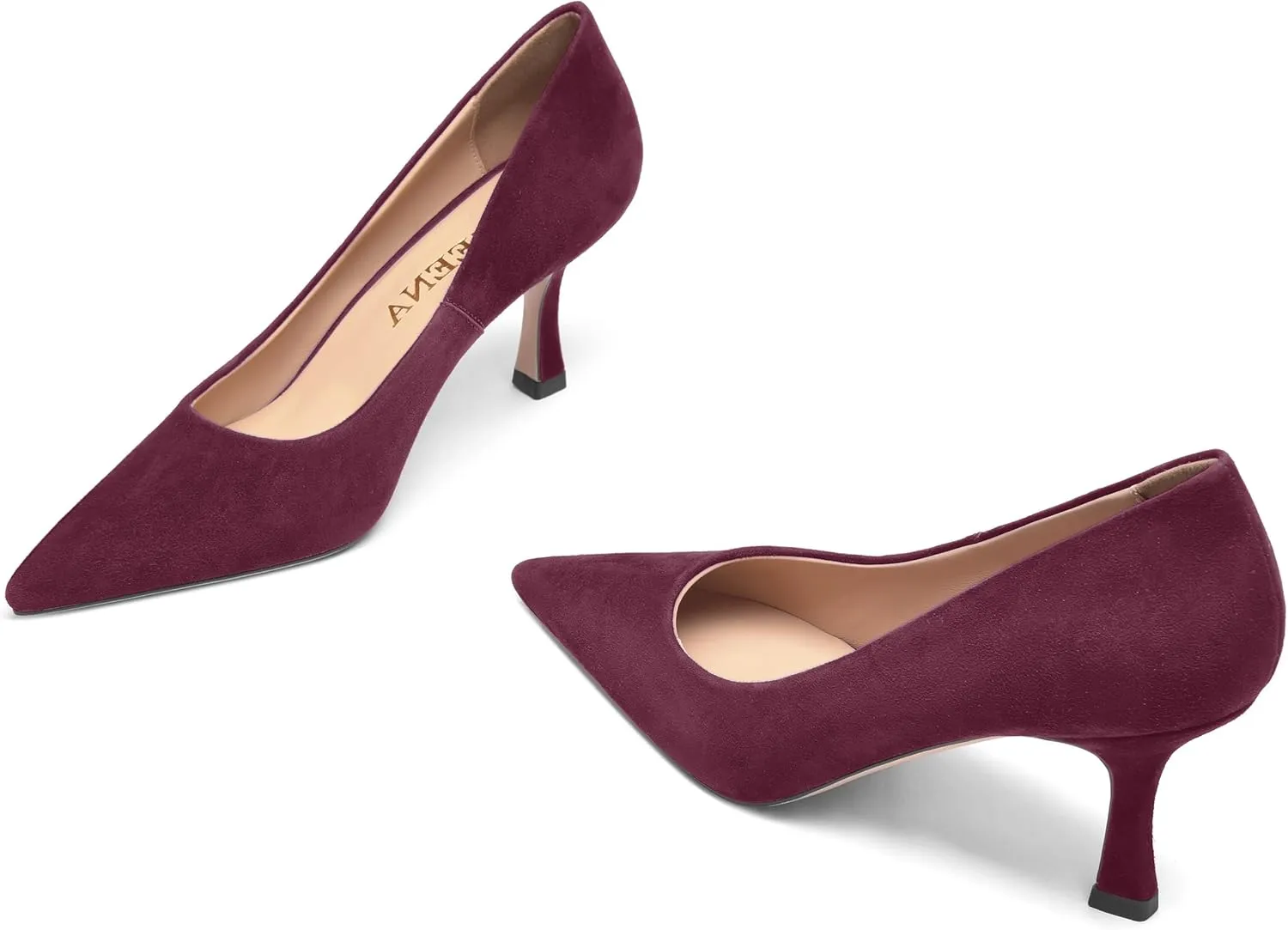 FOGEENA Womens Suede Pointed Toe Dress Slip On Wedding Stiletto High Heel Pumps Shoes 2.5 Inch