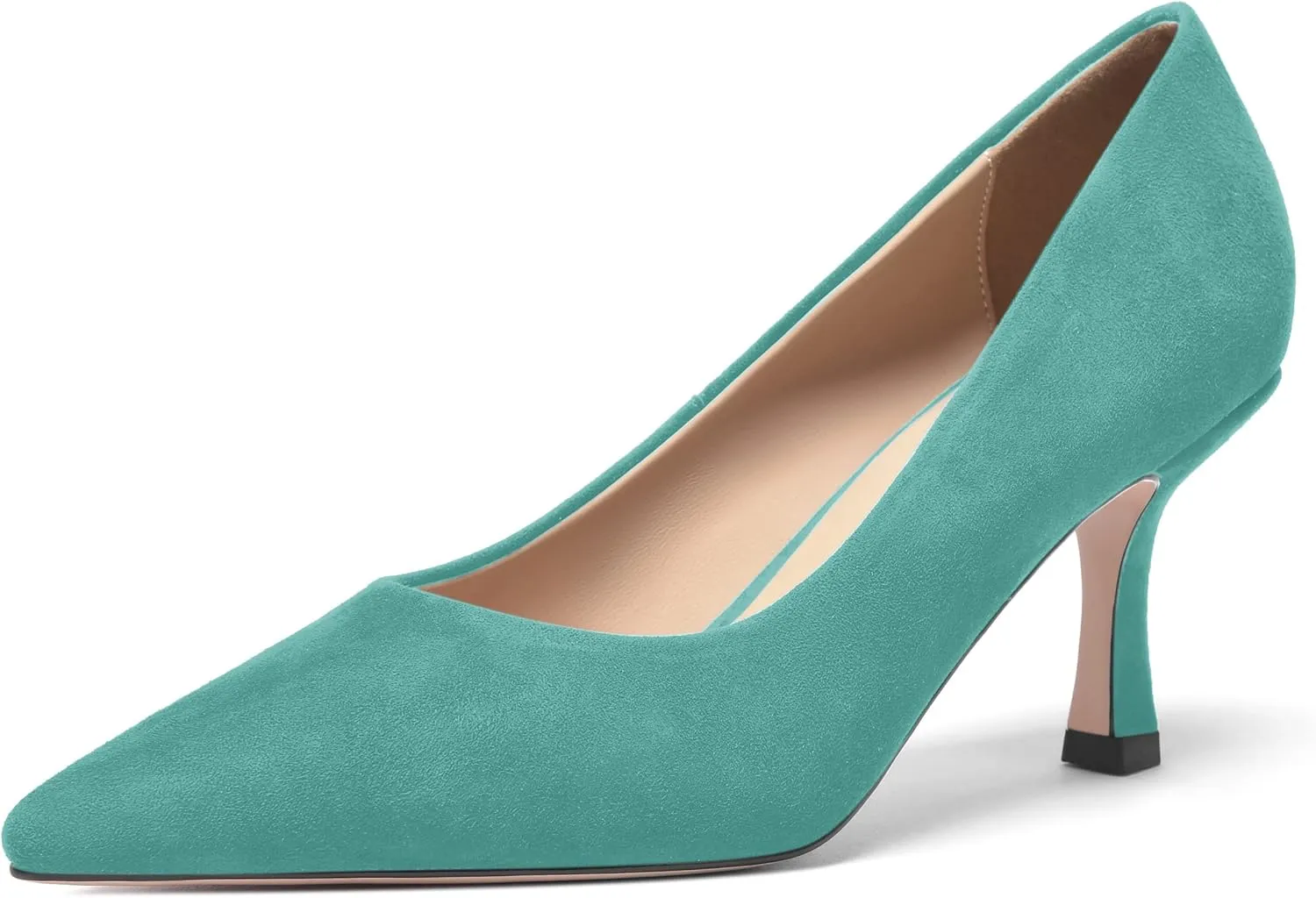 FOGEENA Womens Suede Pointed Toe Dress Slip On Wedding Stiletto High Heel Pumps Shoes 2.5 Inch