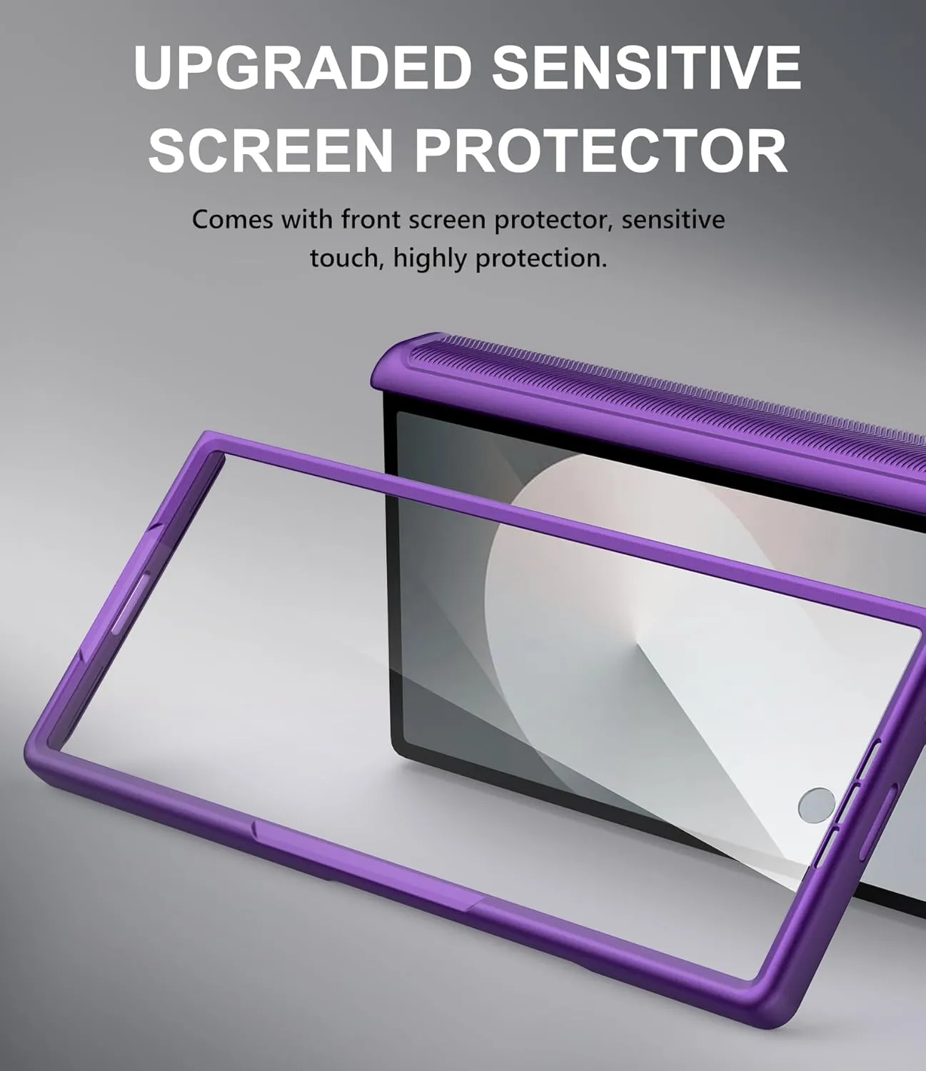 for Samsung Galaxy Z Fold 6 Case with Card Holder & Slide Camera Lens Cover & Hinge Protection & Screen Protector, Multifunctional Durable Rugged Phone Case for Samsung Z Fold 6, Dark Purple