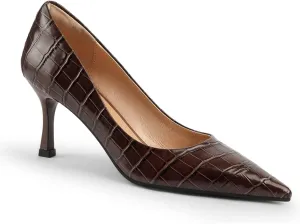 FOWT Simple Solid Croc-Embossed Pointed Toe Pumps Women Dressy Slip on Thin High Heels Sexy Shallow Party Evening Dance Shoes US Size 4-16