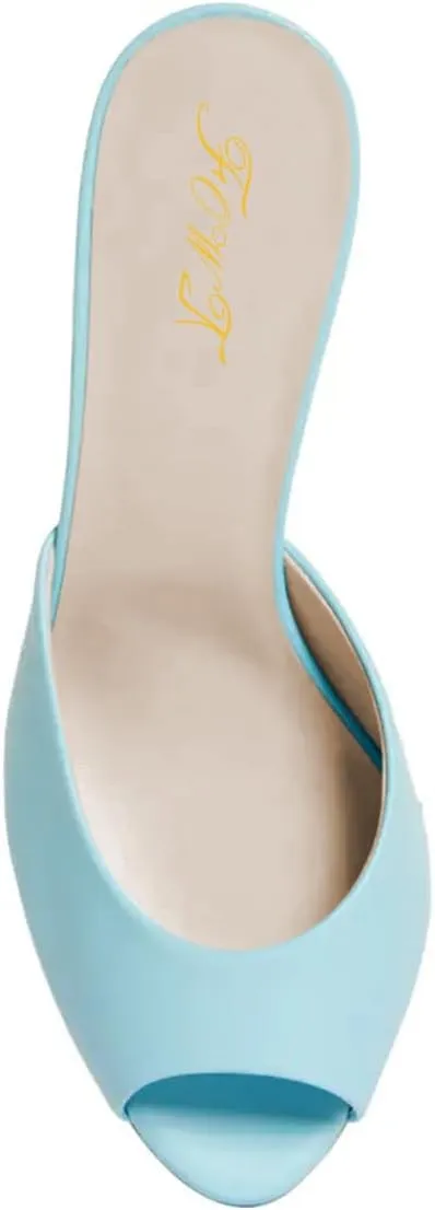 FOWT Women Stylish Peep Toe Thin Mid Heel Slip On Mules Comfy Ladies Summer Casual Dating Shopping Shoes Size 4-16 US