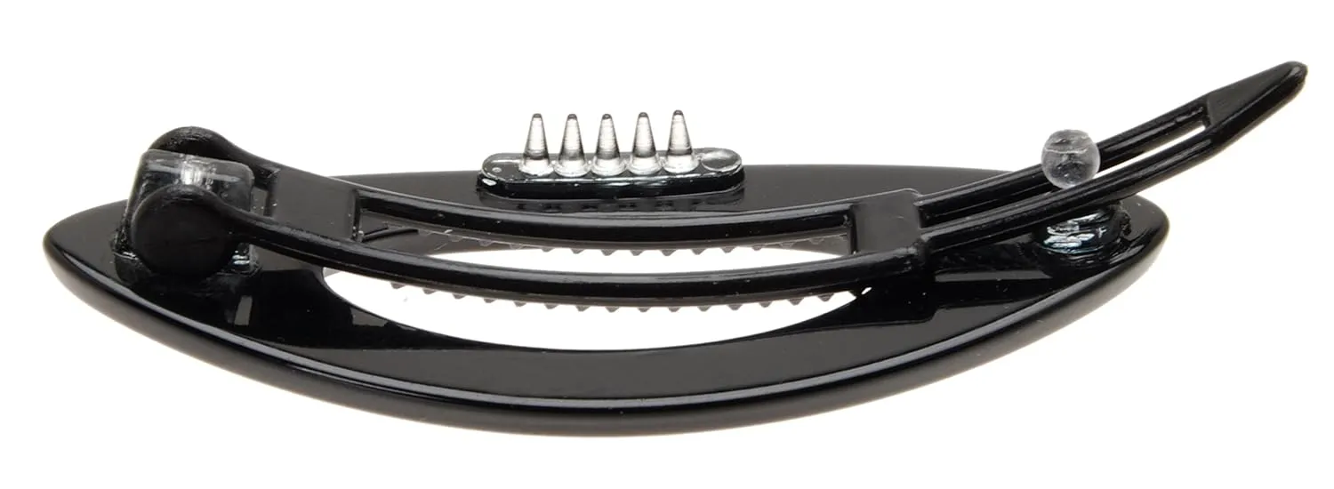 France Luxe Mini Cutout Oval on Plastic Tige Boule Barrette - Black