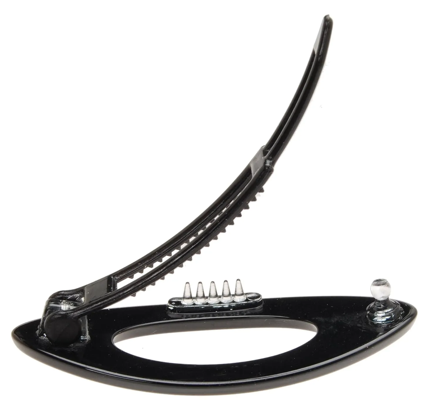 France Luxe Mini Cutout Oval on Plastic Tige Boule Barrette - Black