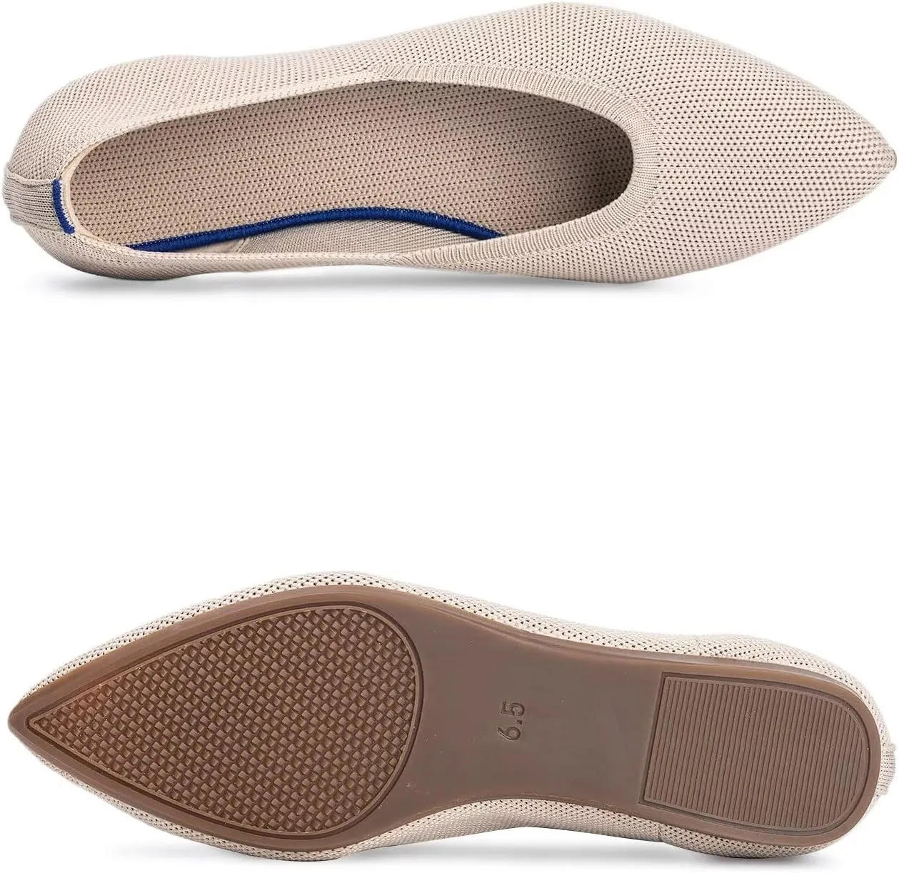 Frank Mully Womens Pointed Toe Flats Knit Dress Shoes Comfort Women Shoes Slip On Shoes for Woman Classic Softable Shoes Low Wedge
