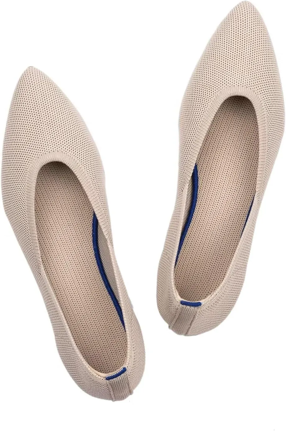 Frank Mully Womens Pointed Toe Flats Knit Dress Shoes Comfort Women Shoes Slip On Shoes for Woman Classic Softable Shoes Low Wedge