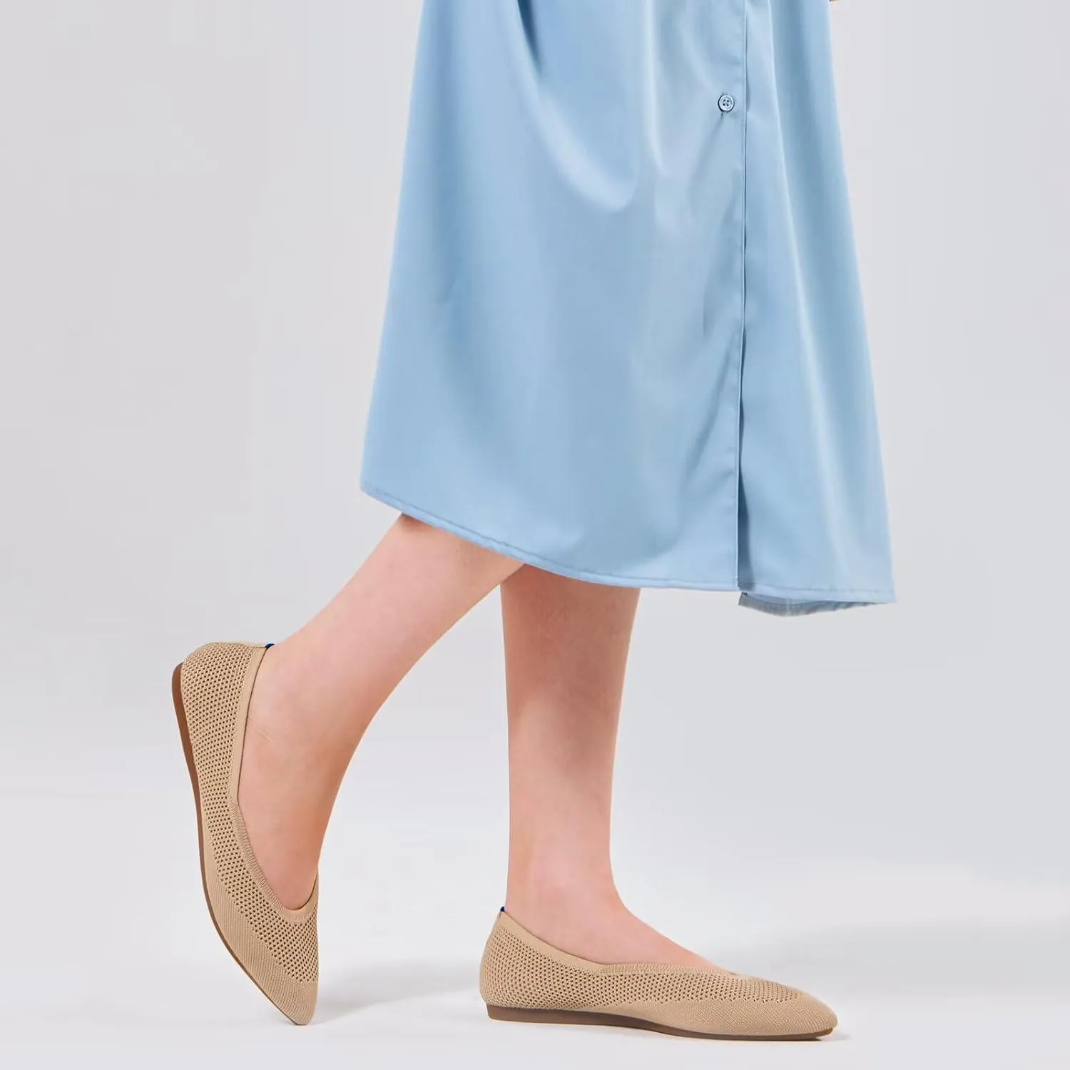 Frank Mully Womens Pointed Toe Flats Knit Dress Shoes Comfort Women Shoes Slip On Shoes for Woman Classic Softable Shoes Low Wedge