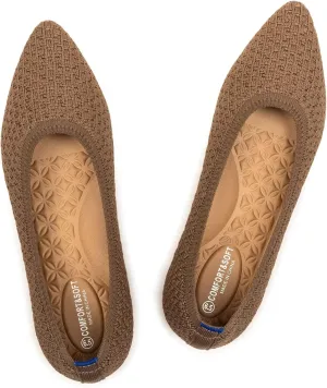 Frank Mully Womens Pointed Toe Flats Knit Dress Shoes Comfort Women Shoes Slip On Shoes for Woman Classic Softable Shoes Low Wedge