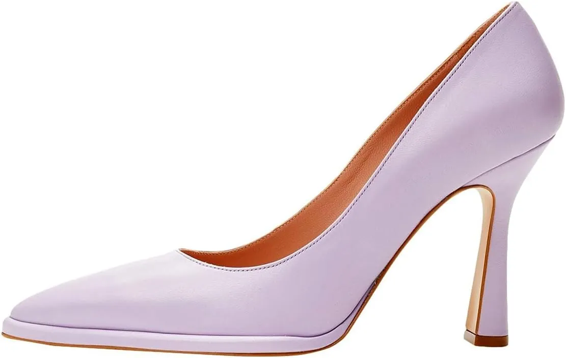 FSJ Women Classic Closed Almond Toe Thin Platform Pumps Slip On Stiletto High Heels Formal Business Wedding Shoes Size 4-16 US