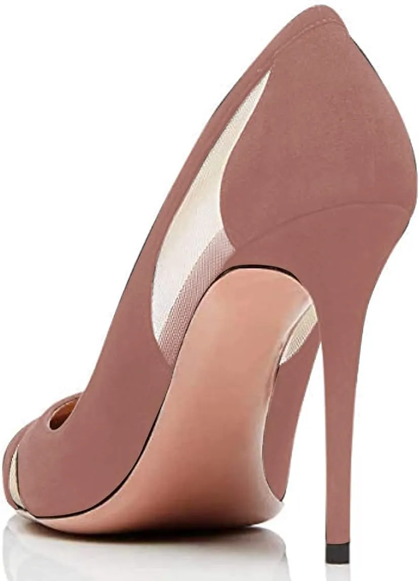 FSJ Women Elegant Mesh High Heel Pump Pointed Toe Stiletto Thin Slip on Dress Prom Party Ladie Shoes Size 4-15 US