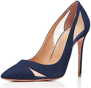 FSJ Women Elegant Mesh High Heel Pump Pointed Toe Stiletto Thin Slip on Dress Prom Party Ladie Shoes Size 4-15 US