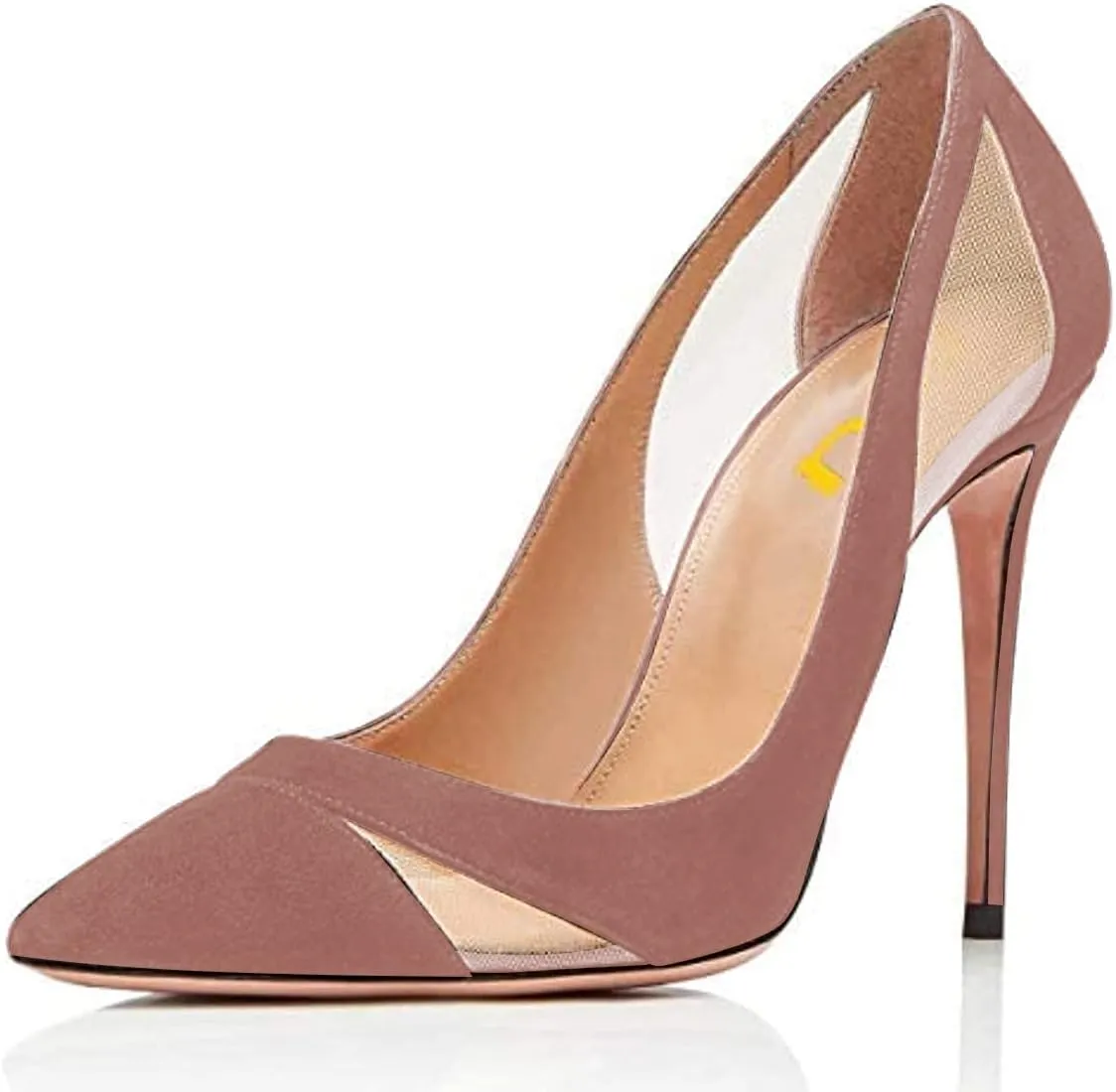 FSJ Women Elegant Mesh High Heel Pump Pointed Toe Stiletto Thin Slip on Dress Prom Party Ladie Shoes Size 4-15 US