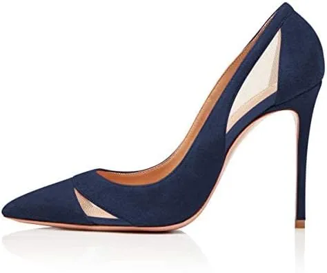 FSJ Women Elegant Mesh High Heel Pump Pointed Toe Stiletto Thin Slip on Dress Prom Party Ladie Shoes Size 4-15 US