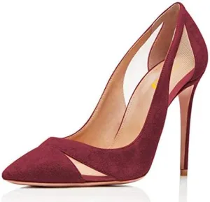 FSJ Women Elegant Mesh High Heel Pump Pointed Toe Stiletto Thin Slip on Dress Prom Party Ladie Shoes Size 4-15 US
