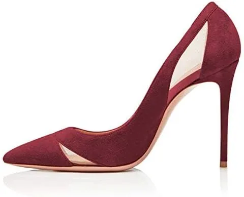 FSJ Women Elegant Mesh High Heel Pump Pointed Toe Stiletto Thin Slip on Dress Prom Party Ladie Shoes Size 4-15 US