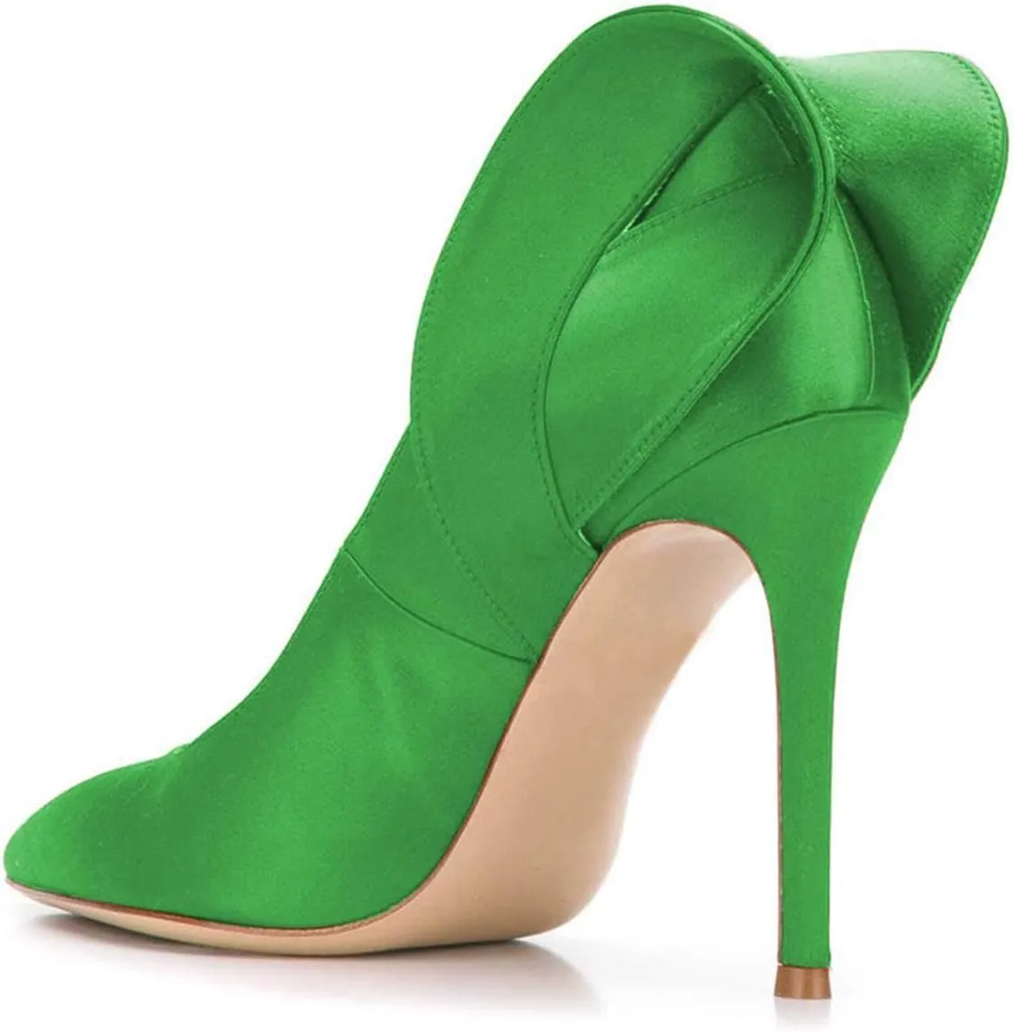 FSJ Women Retro Pointed Toe Slip on Comfort High Thin Heel Satin Pumps Stiletto Dress Office Party Shoes Size 4-15 M US