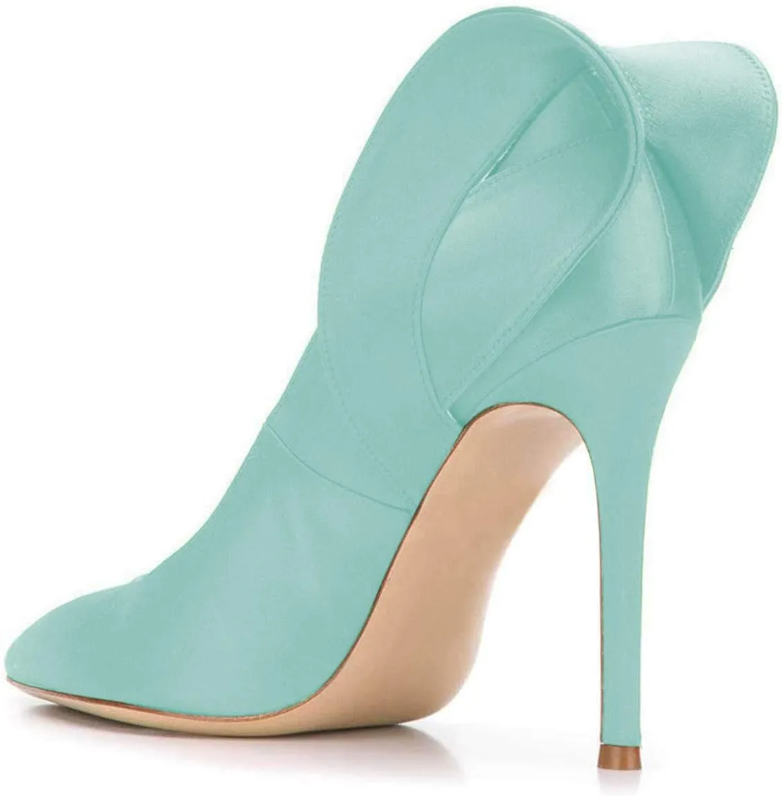 FSJ Women Retro Pointed Toe Slip on Comfort High Thin Heel Satin Pumps Stiletto Dress Office Party Shoes Size 4-15 M US