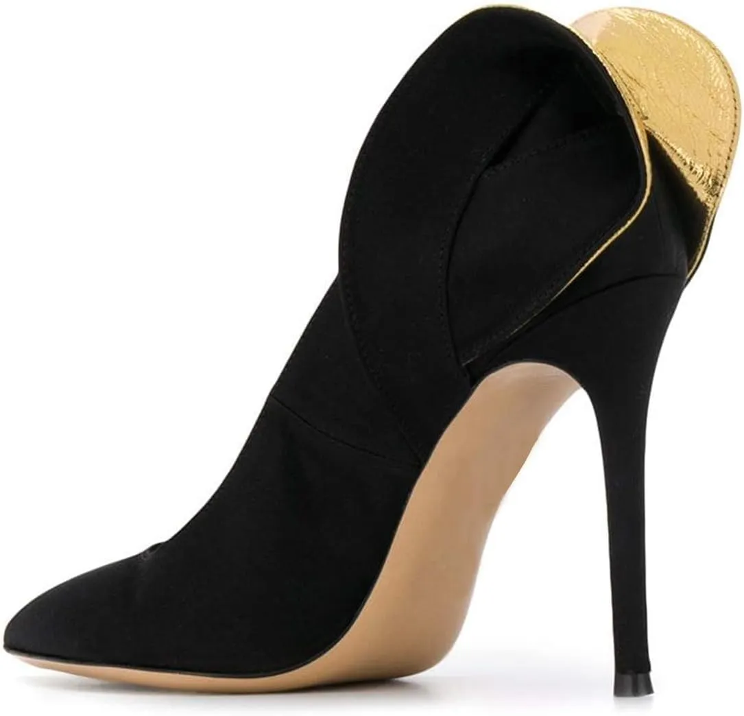 FSJ Women Retro Pointed Toe Slip on Comfort High Thin Heel Satin Pumps Stiletto Dress Office Party Shoes Size 4-15 M US