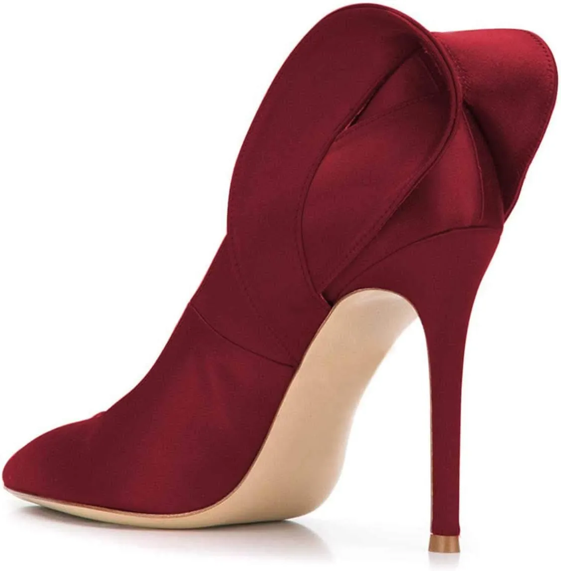FSJ Women Retro Pointed Toe Slip on Comfort High Thin Heel Satin Pumps Stiletto Dress Office Party Shoes Size 4-15 M US
