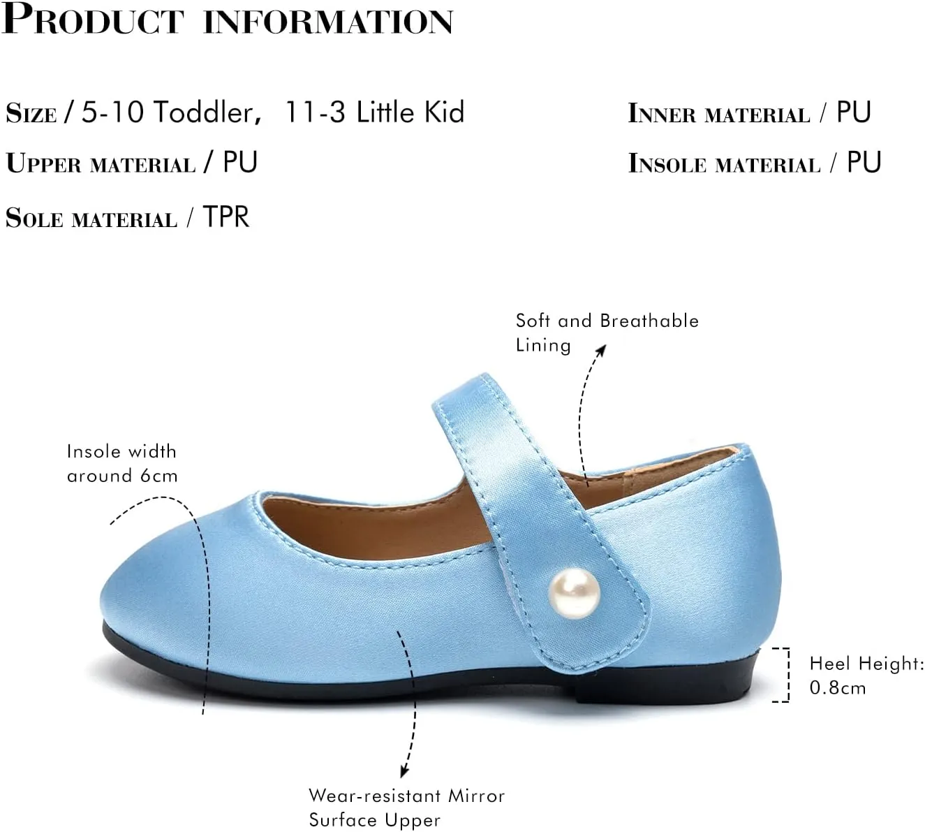 FUNKYMONKEY Toddler/Little Girl Mary Jane Dress Shoes Casual Slip on Ballet Flat