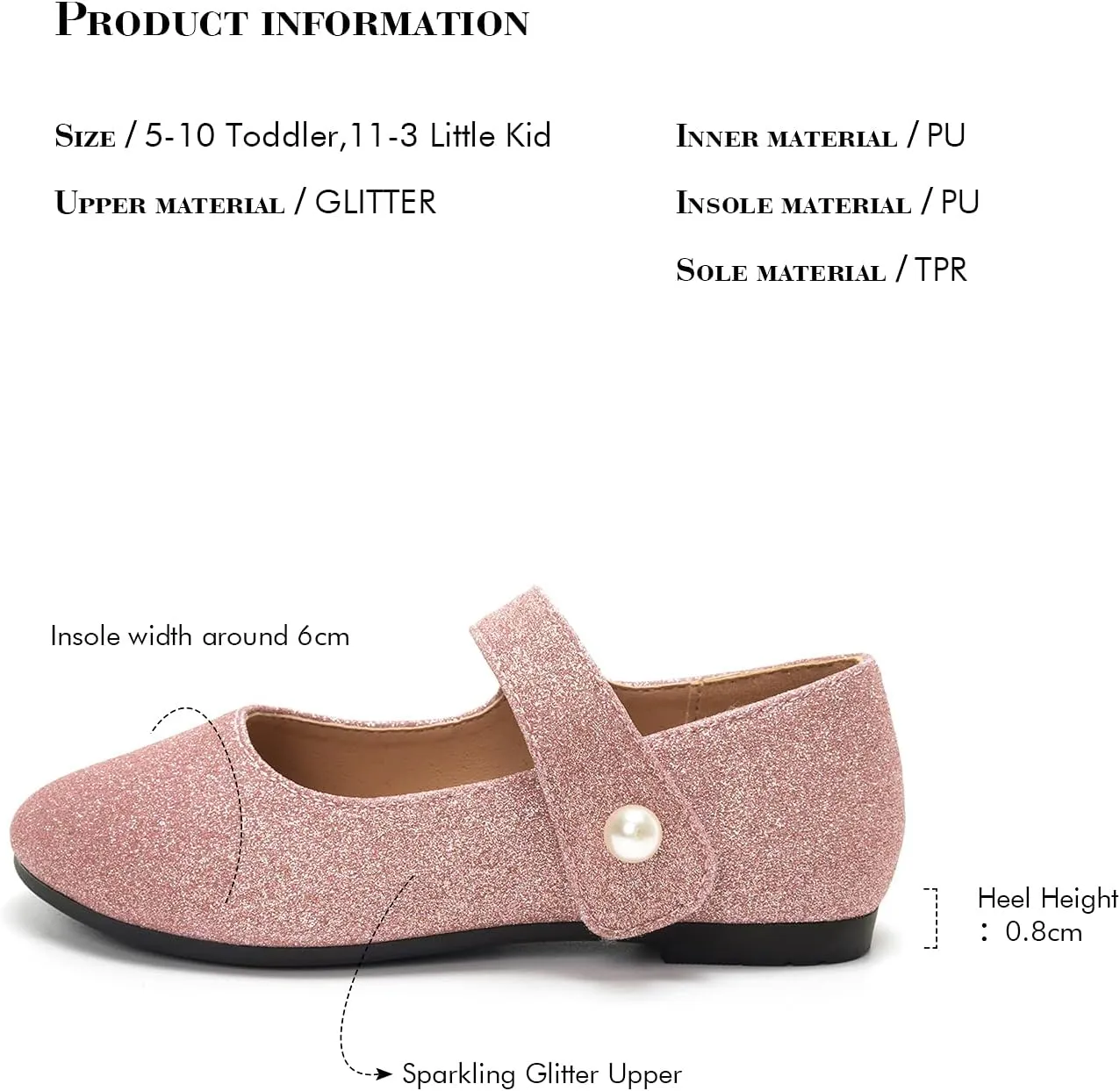 FUNKYMONKEY Toddler/Little Girl Mary Jane Dress Shoes Casual Slip on Ballet Flat