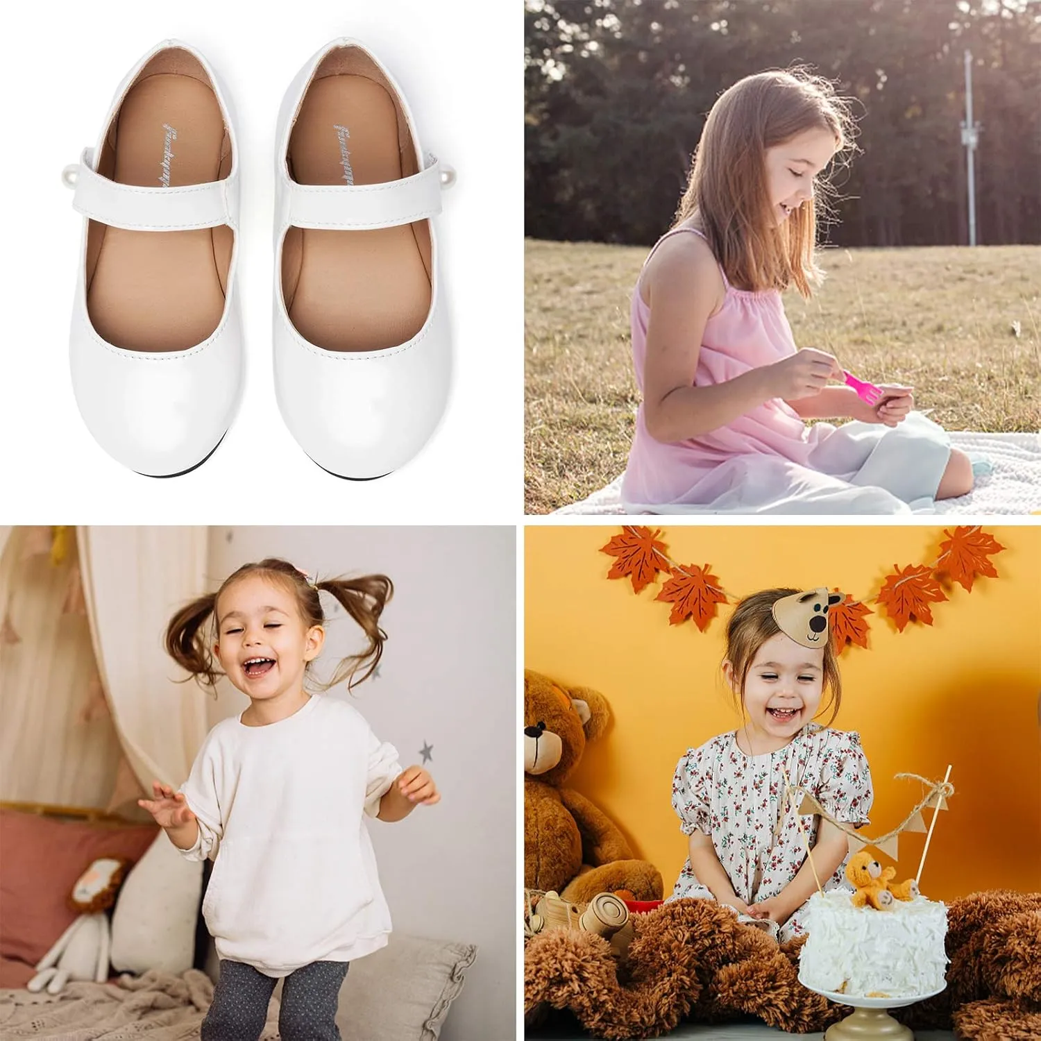 FUNKYMONKEY Toddler/Little Girl Mary Jane Dress Shoes Casual Slip on Ballet Flat