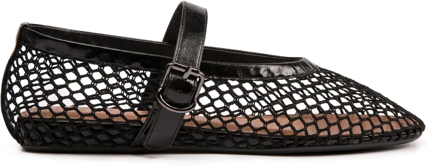 FUNKYMONKEY Women's Mesh Ballet Flats Casual Round Toe Mary Jane Flats Shoes