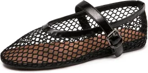 FUNKYMONKEY Women's Mesh Ballet Flats Casual Round Toe Mary Jane Flats Shoes