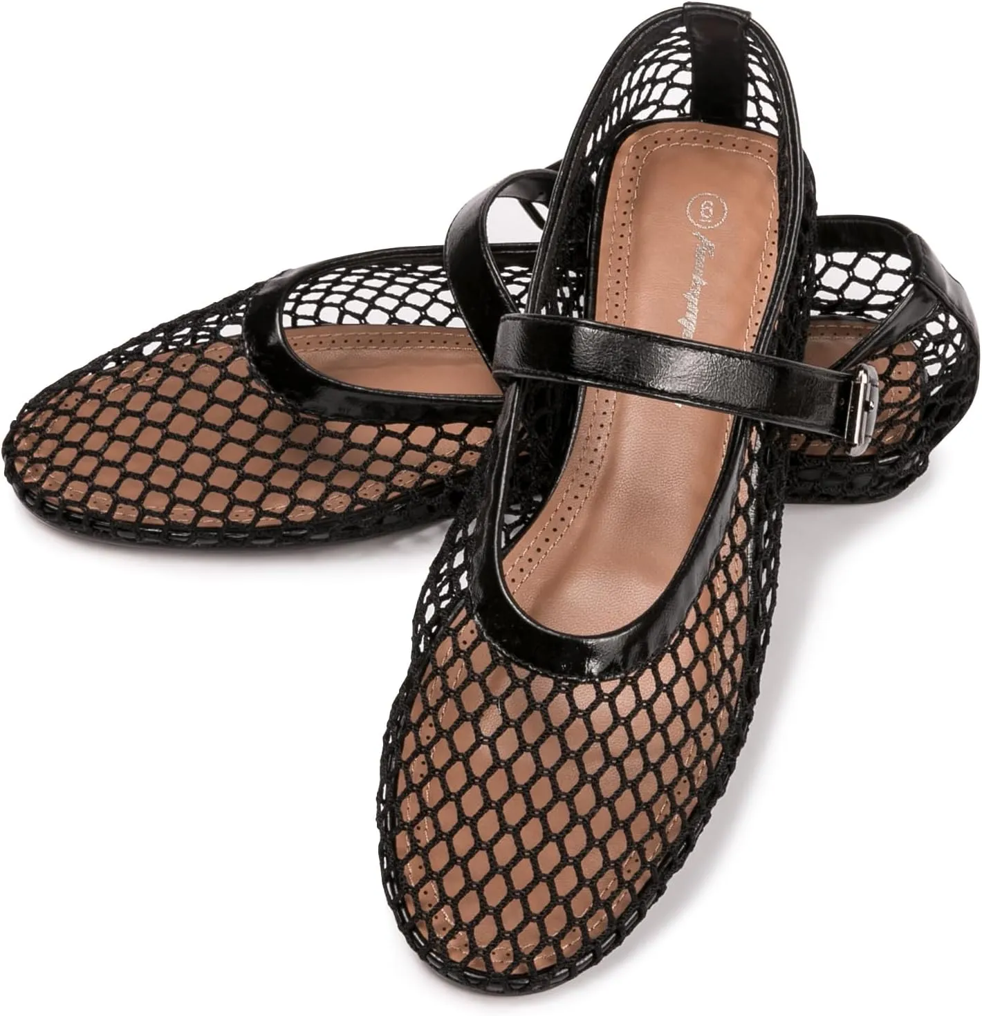 FUNKYMONKEY Women's Mesh Ballet Flats Casual Round Toe Mary Jane Flats Shoes