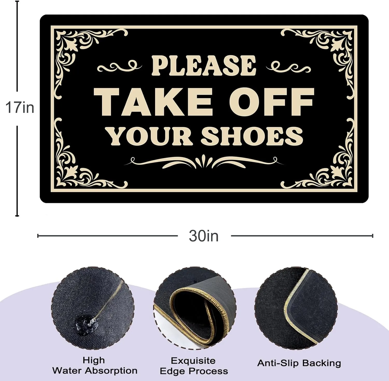 Funny Please Take Off Your Shoes Door Mat for Indoor & Outdoor Entrance – Personalized, Anti-Slip Novelty Gift Mat, Perfect for Home, Office, and Porch 30x17 Inch