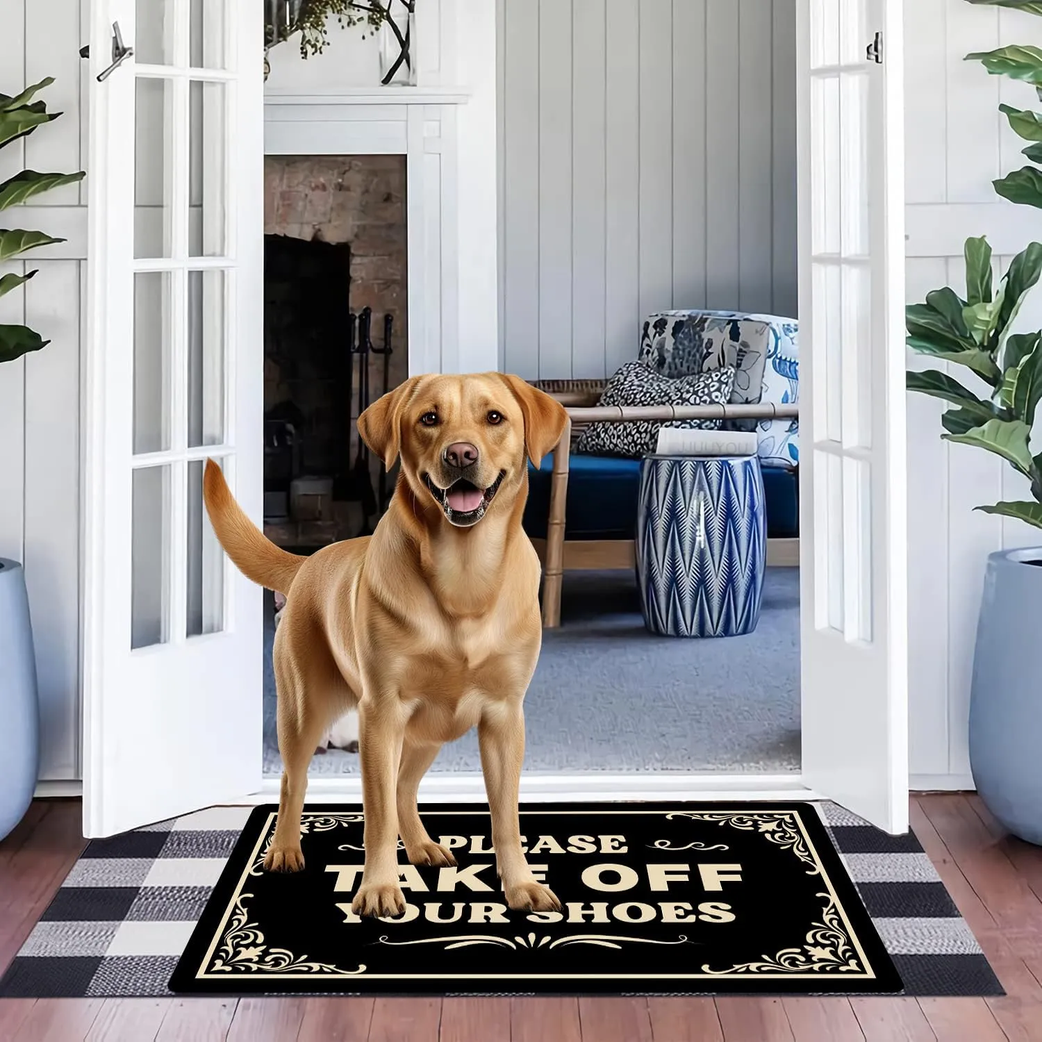 Funny Please Take Off Your Shoes Door Mat for Indoor & Outdoor Entrance – Personalized, Anti-Slip Novelty Gift Mat, Perfect for Home, Office, and Porch 30x17 Inch