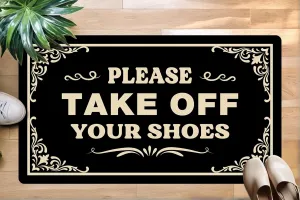 Funny Please Take Off Your Shoes Door Mat for Indoor & Outdoor Entrance – Personalized, Anti-Slip Novelty Gift Mat, Perfect for Home, Office, and Porch 30x17 Inch
