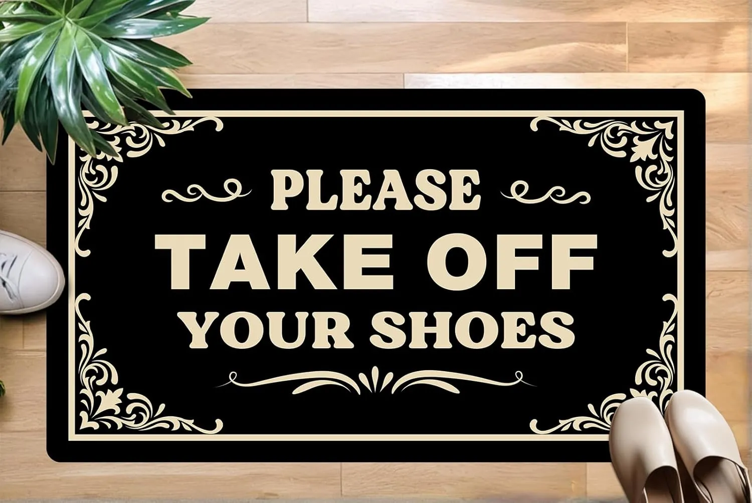 Funny Please Take Off Your Shoes Door Mat for Indoor & Outdoor Entrance – Personalized, Anti-Slip Novelty Gift Mat, Perfect for Home, Office, and Porch 30x17 Inch