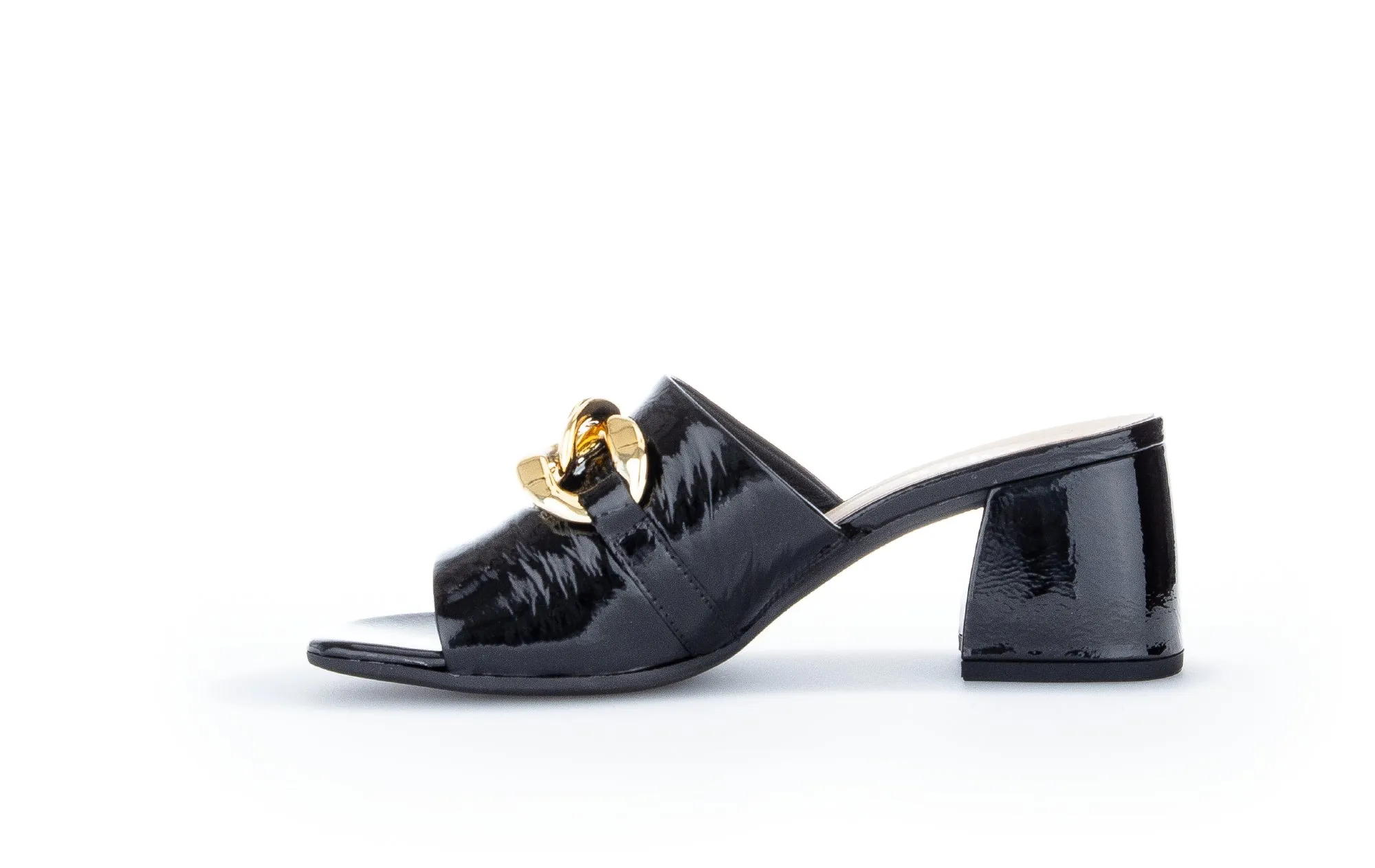GABOR - 81.712.97 MEDIUM HEEL DRESSY MULE - BLACK PATENT