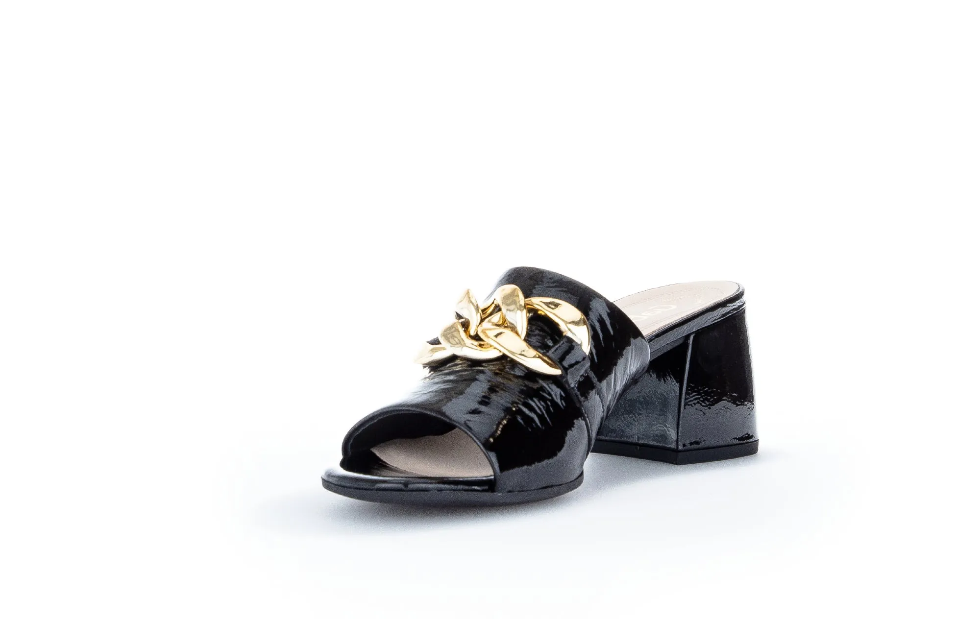 GABOR - 81.712.97 MEDIUM HEEL DRESSY MULE - BLACK PATENT