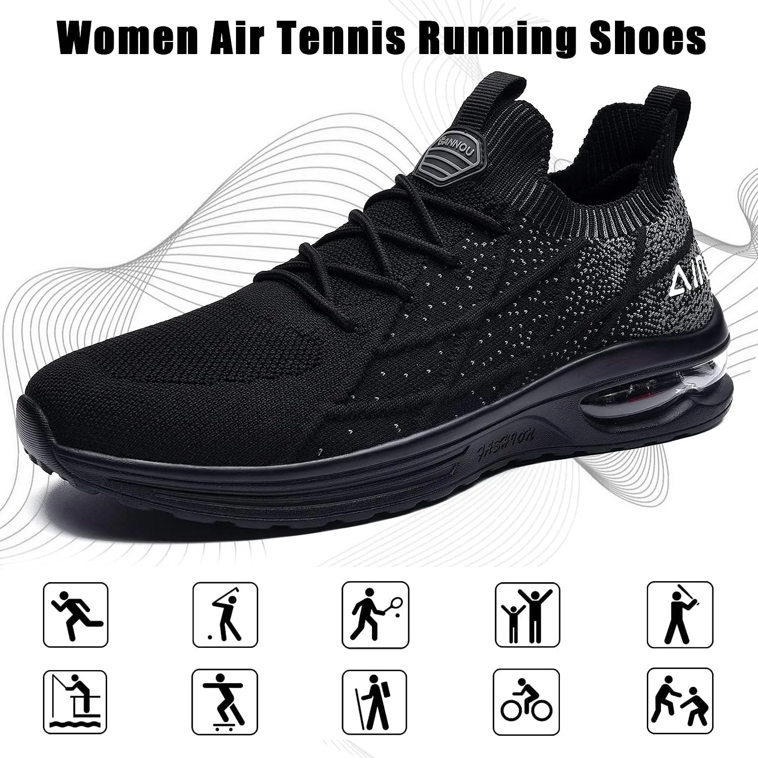 GANNOU Women's Athletic Running Shoes Fashion Sport Gym Jogging Tennis Fitness Sneaker US5.5-11