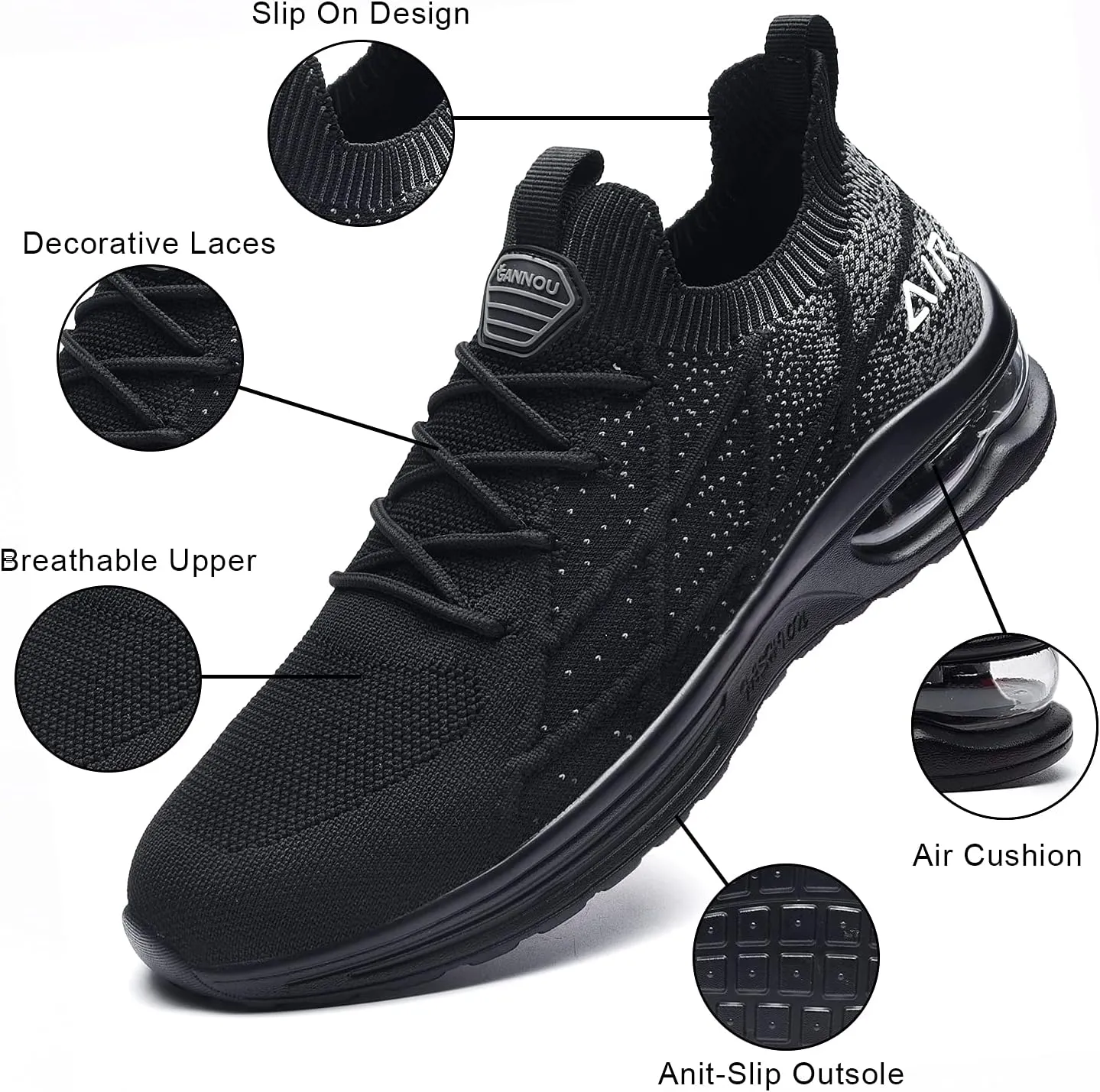 GANNOU Women's Athletic Running Shoes Fashion Sport Gym Jogging Tennis Fitness Sneaker US5.5-11