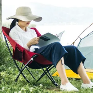 GaRcan Easy to Assemble Folding Chair Outdoor Oversized Heavy Duty Padded Outdoor Chair Breathable Fishing Chair for Lawn Beach 70x43x37cm Portable (Black1)