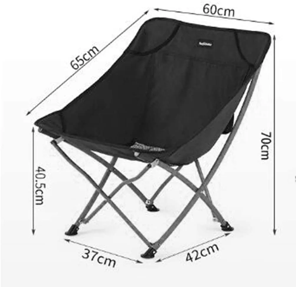 GaRcan Easy to Assemble Folding Chair Outdoor Oversized Heavy Duty Padded Outdoor Chair Breathable Fishing Chair for Lawn Beach 70x43x37cm Portable (Black1)