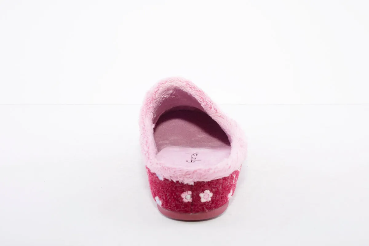 GARZON - 12000.371 "FLOWERS" FLAT MULE SLIPPER - WINE