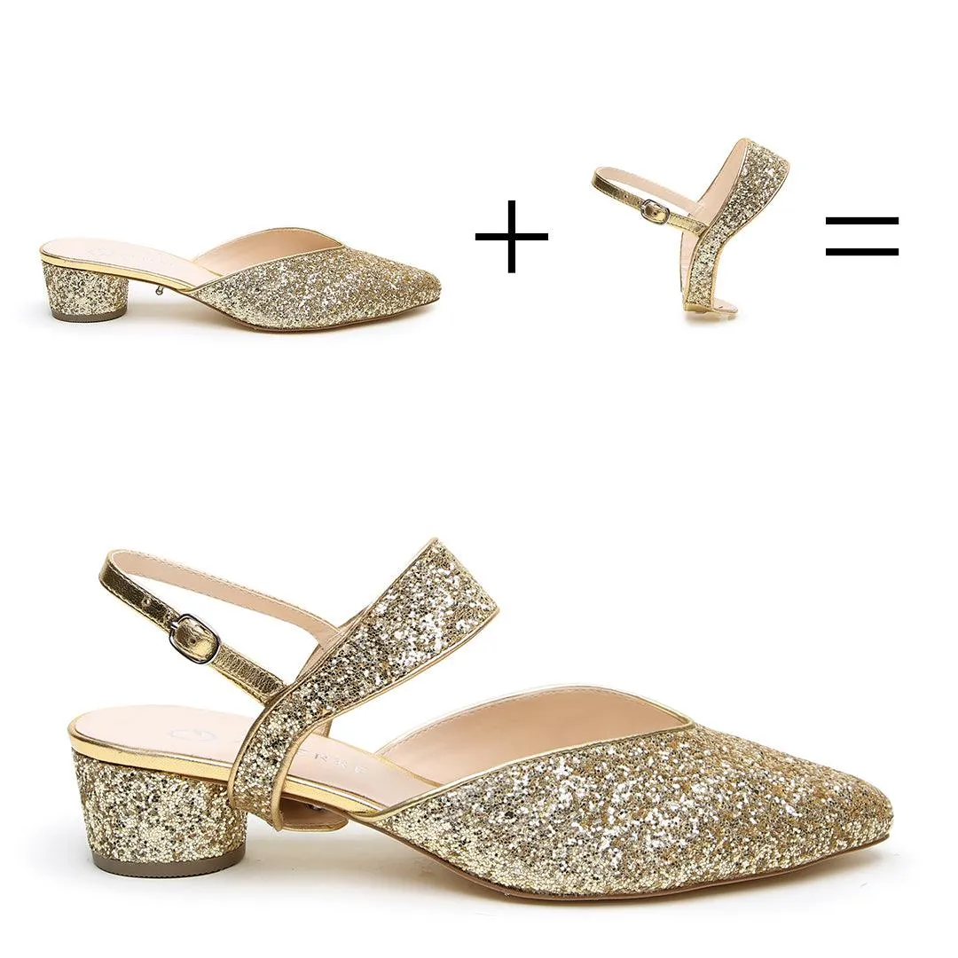Gatsby Glitter V Slide   Elsie Strap