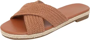 getmorebeauty Women's Slide Sandals Espadrilles Braided Crossover Band Open Toe Slip On Dress Flats Shoes Summer