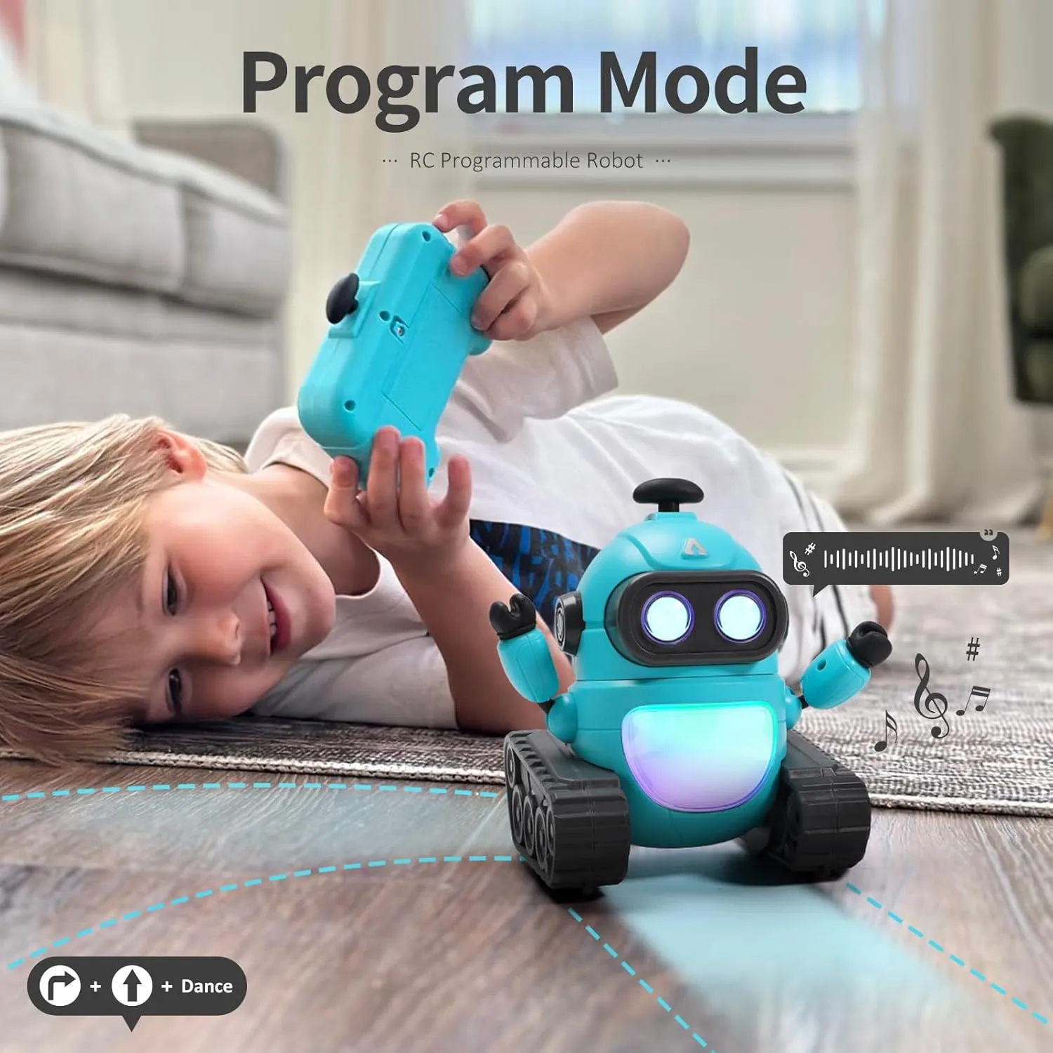 GILOBABY Robot Toys for Boys, Rechargeable Remote Control Robot Toy for Kids, Programmable RC Robots with LED Eyes, Flexible Head & Arms, Dance Moves, Music, Birthday Gifts for Boys Ages 3  Years