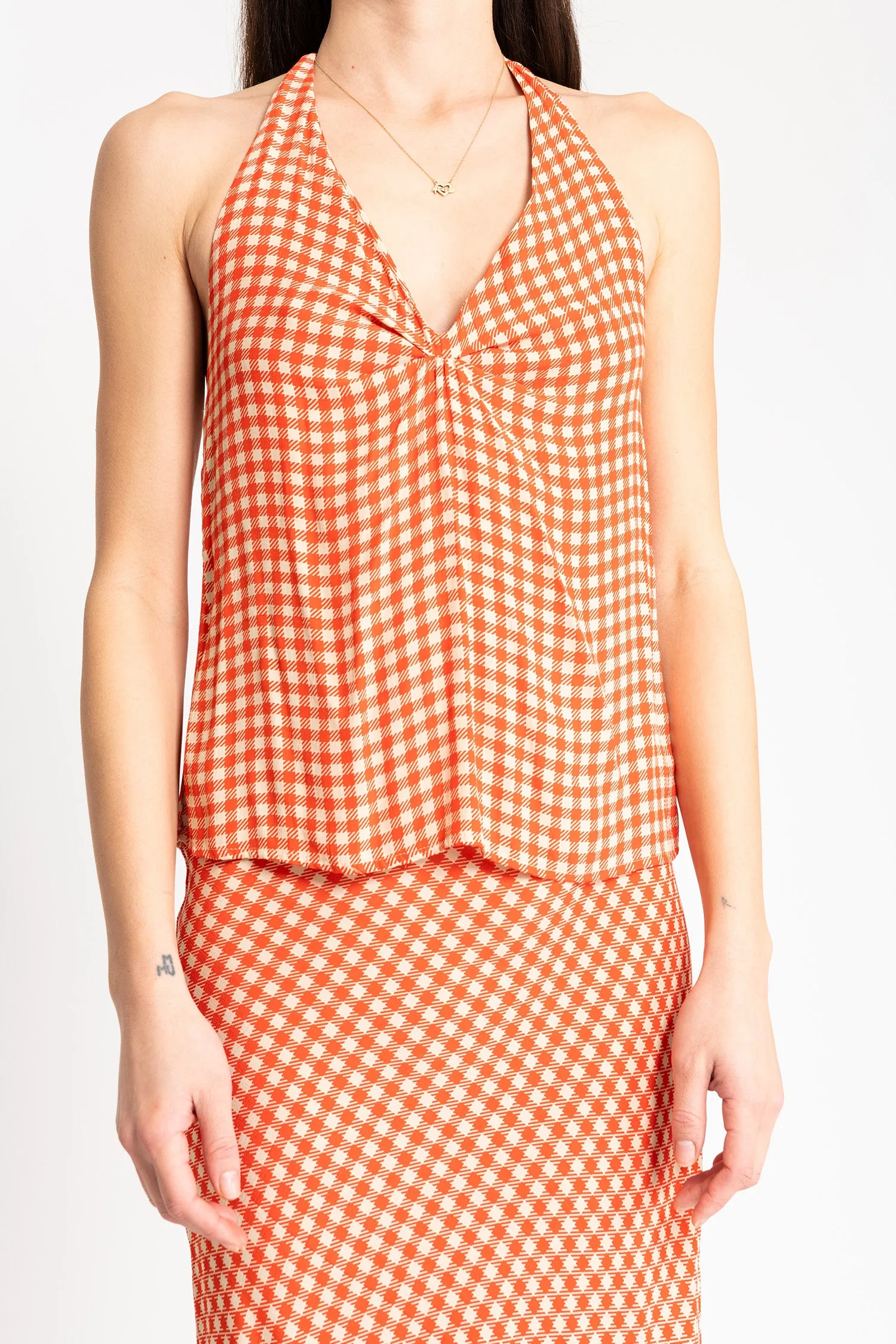 Gingham Slip Skirt - Red