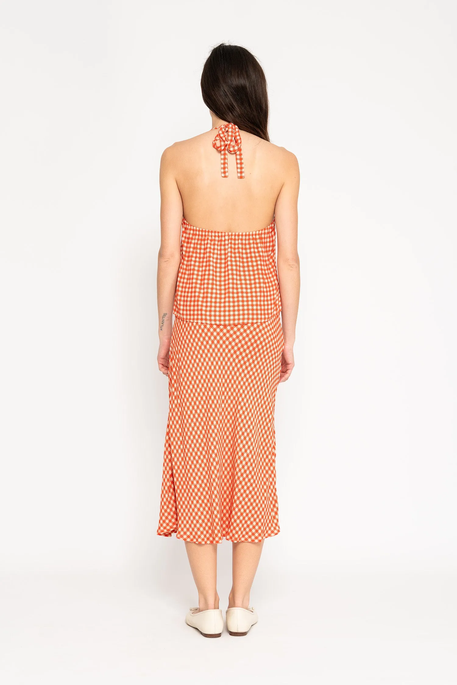 Gingham Slip Skirt - Red
