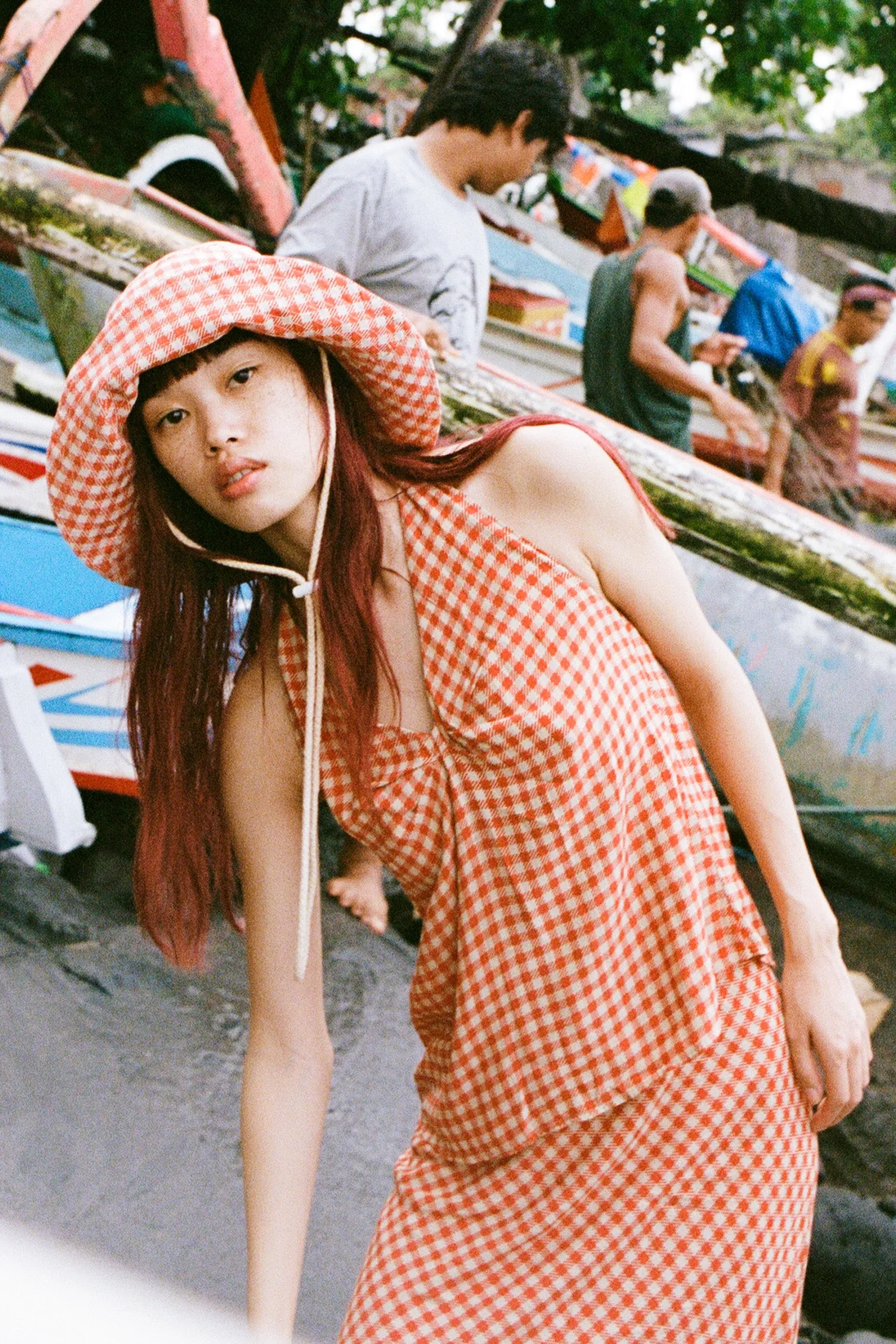 Gingham Slip Skirt - Red