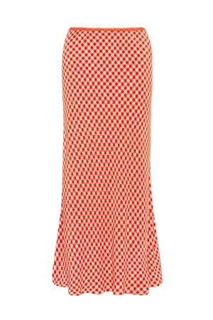 Gingham Slip Skirt - Red